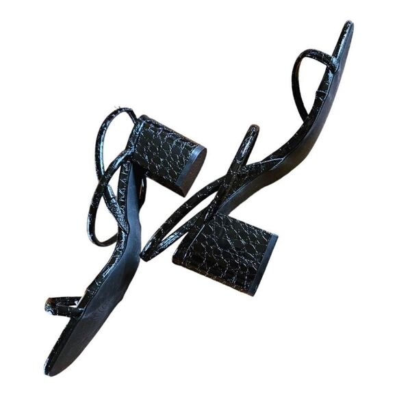 Allegra K Chunky Heel Open Toe Ankle Strap Sandals Black 7 - Picture 3 of 6